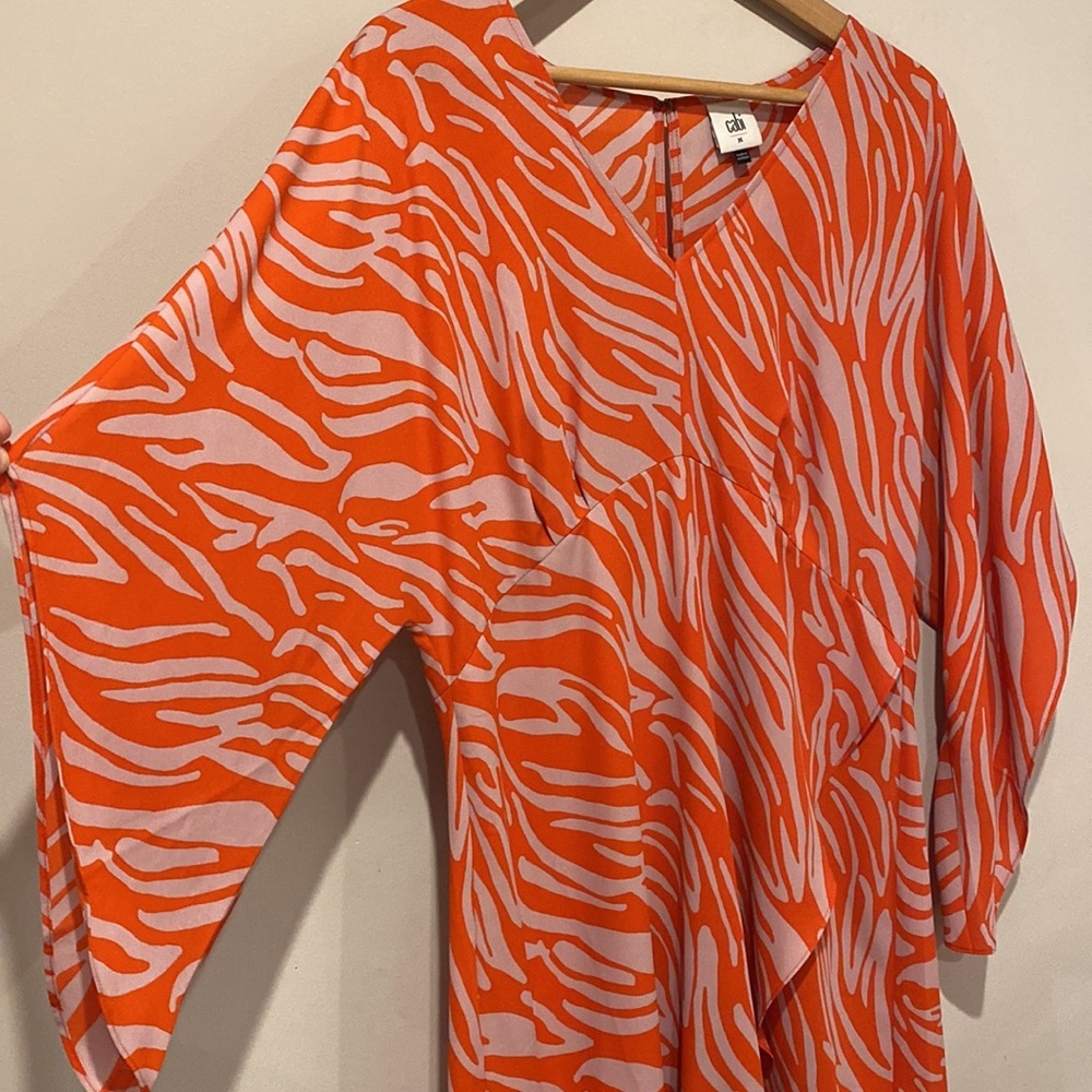 Cabi Red and Lavender Zebra Print Saunter Dress Caftan - Picture 3 of 8